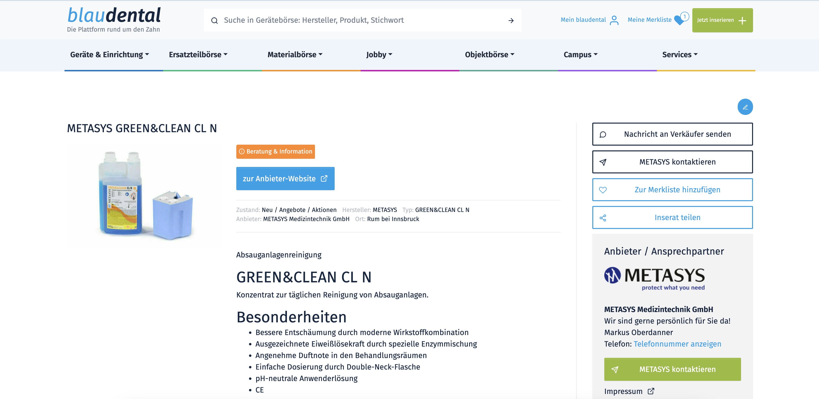 blaudental – Inseratsdetailseite