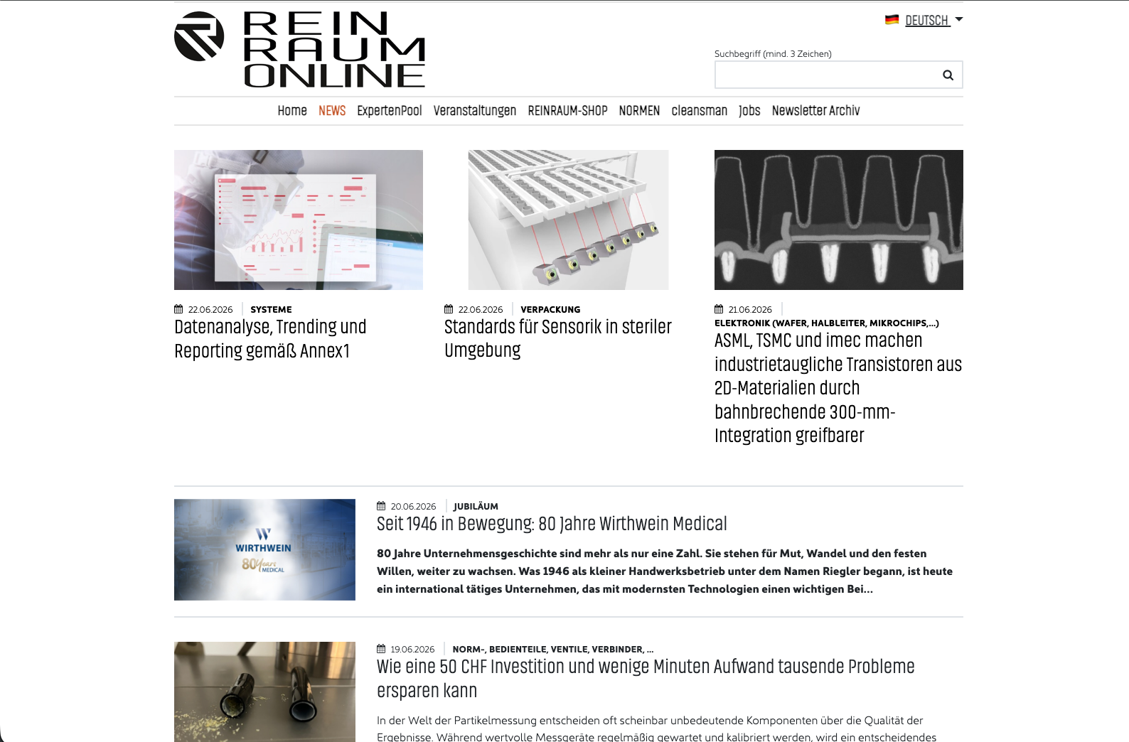 reinraum.de – News-Übersicht